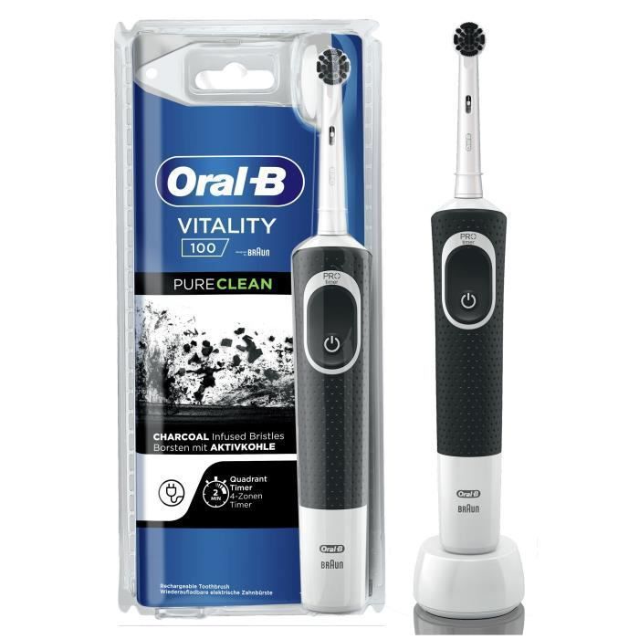 Oral-B Vitality - 100 Pure Clean - Brosse a Dents Électrique - Blanche et noire - Photo n°1