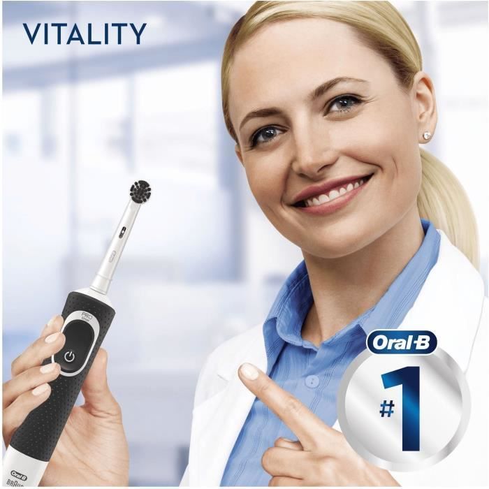 Oral-B Vitality - 100 Pure Clean - Brosse a Dents Électrique - Blanche et noire - Photo n°4