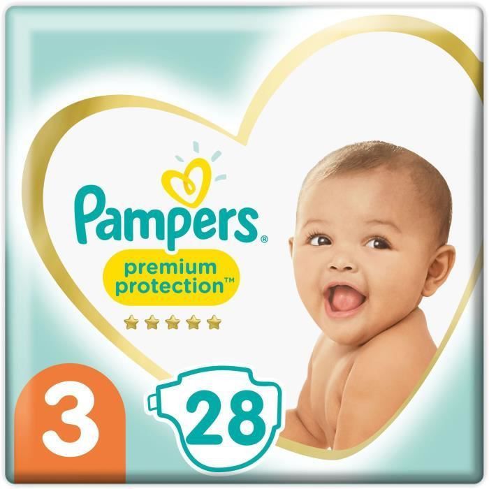 PAMPERS 28 Couches Premium Protection Taille 3 - Photo n°1