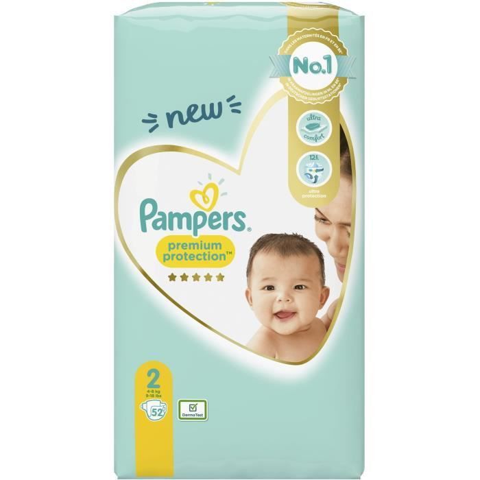 PAMPERS 52 Couches Premium Protection Taille 2 - Photo n°4