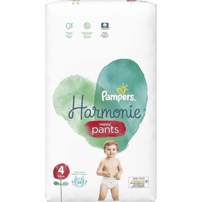 PAMPERS 58 Couches-Culottes Harmonie Nappy Pants Taille 4 - Photo n°4