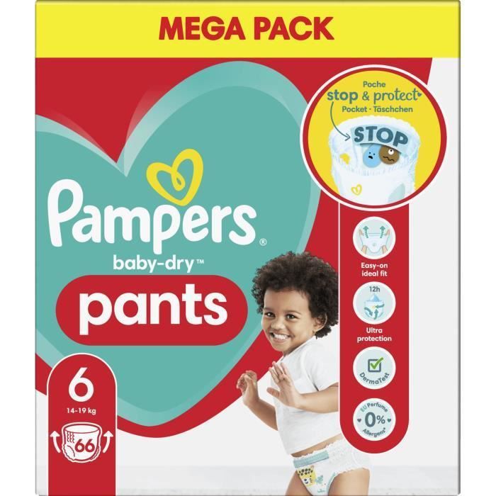 PAMPERS Baby-Dry Pants Taille 6 - 66 Couches-Culottes - Photo n°4