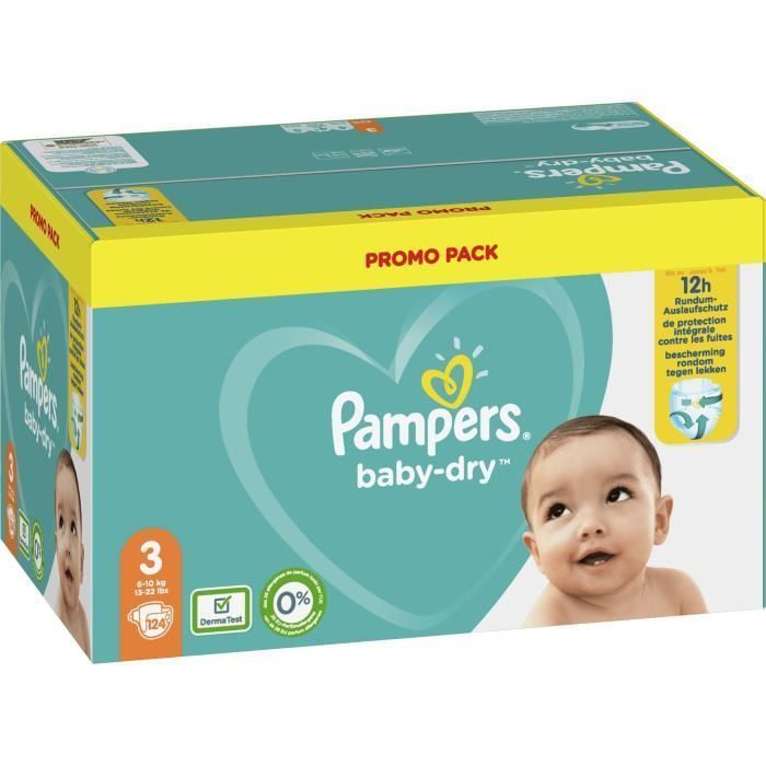 Pampers Baby-Dry Taille 3, 124 Couches - Photo n°2