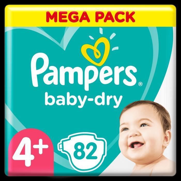 Pampers Baby-Dry Taille 4+, 82 Couches - Photo n°1