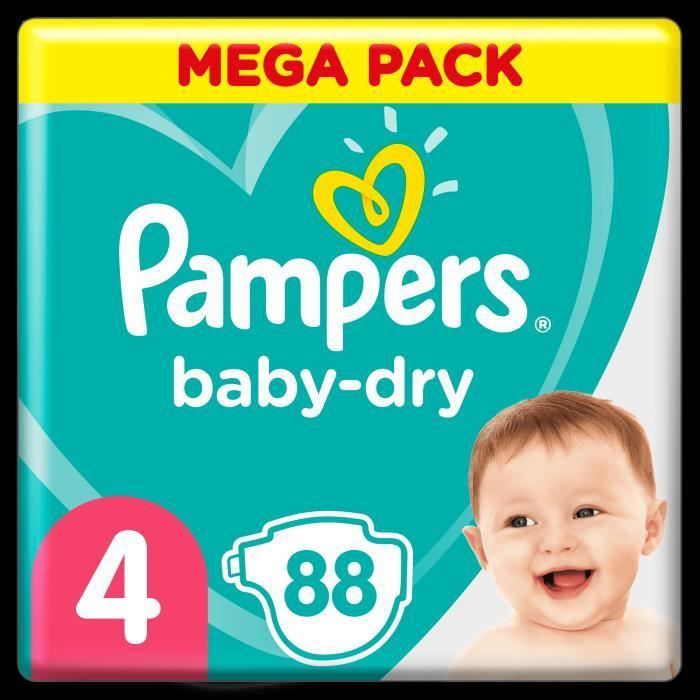 Pampers Baby-Dry Taille 4, 88 Couches - Photo n°1
