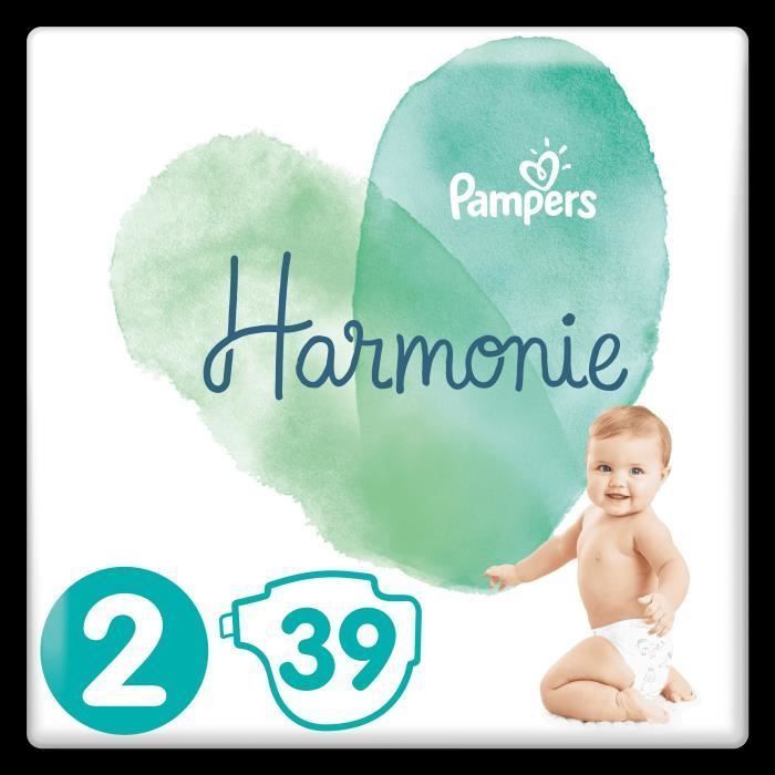 PAMPERS Couches Harmonie taille 2 4-8 kg - 39 couches - Photo n°1