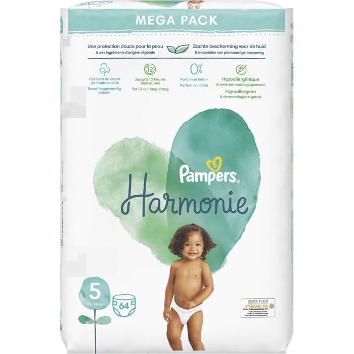 PAMPERS Harmonie Taille 5 - 64 Couches - Photo n°1