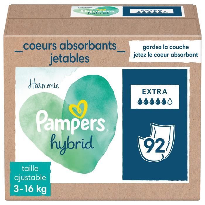 PAMPERS Hybrid Couches lavables Coeurs absorbants Jetables x92 - Photo n°1