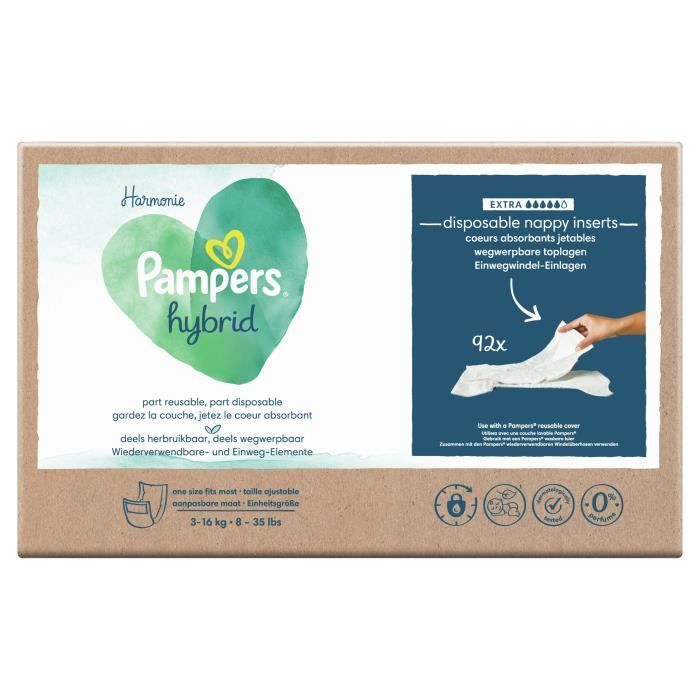 PAMPERS Hybrid Couches lavables Coeurs absorbants Jetables x92 - Photo n°2