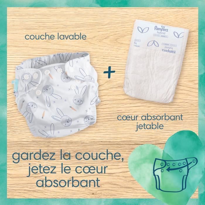 PAMPERS Hybrid Couches lavables Coeurs absorbants Jetables x92 - Photo n°3