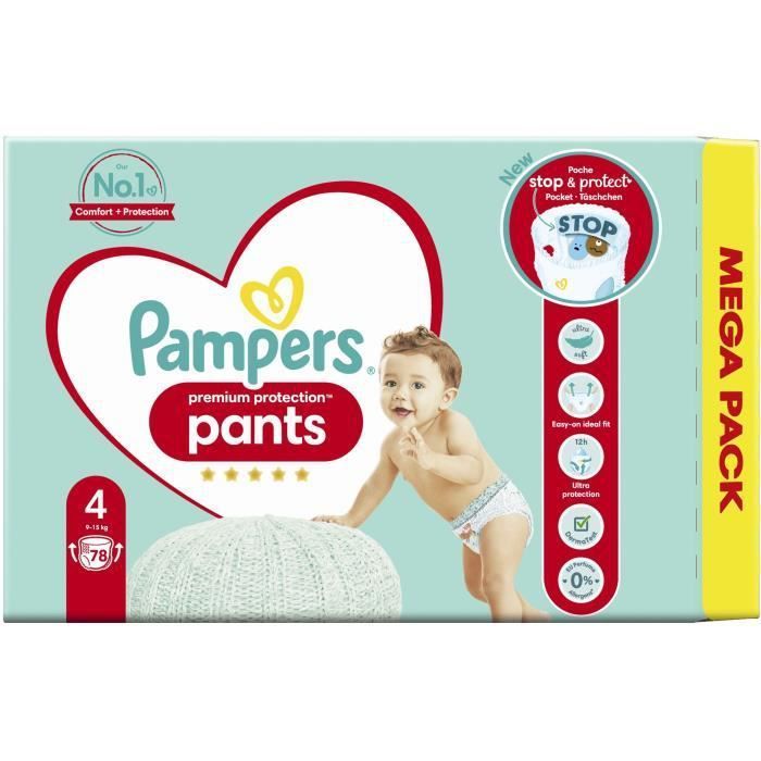 PAMPERS Premium Protection Pants Taille 4 - 78 Couches-culottes - Photo n°1