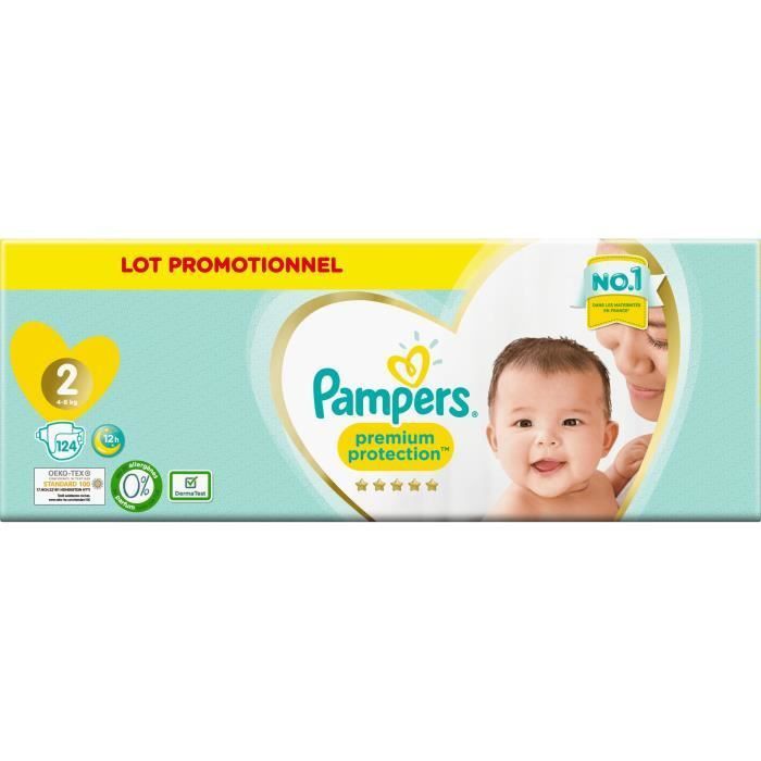 Pampers Premium Protection Taille 2, 124 Couches - Photo n°1