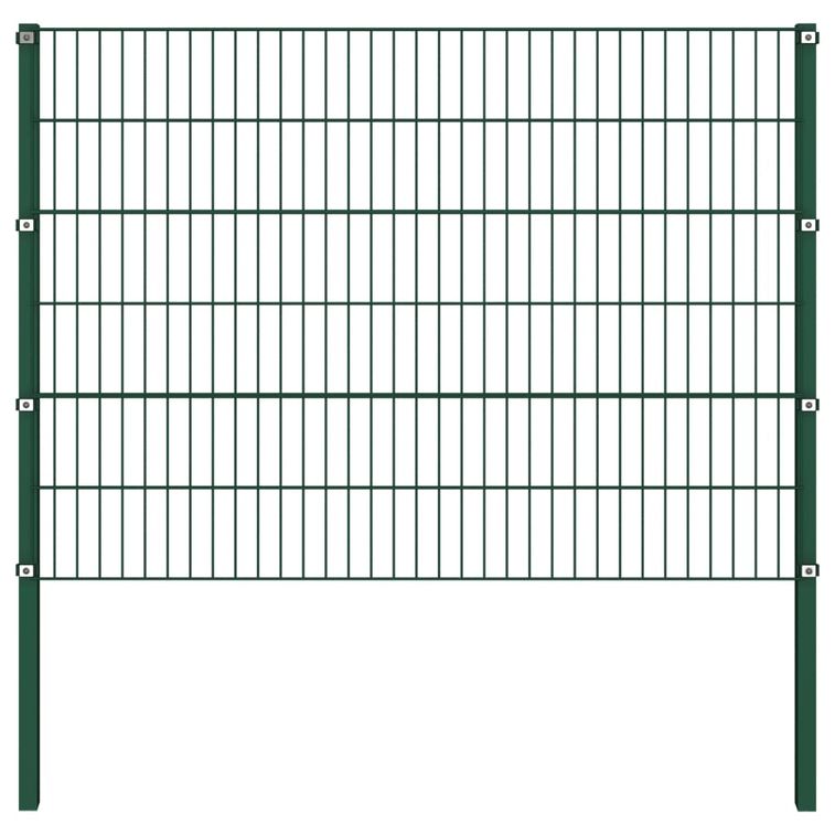 Panneau de clôture avec poteaux Fer 10,2 x 1,2 m Vert - Photo n°2