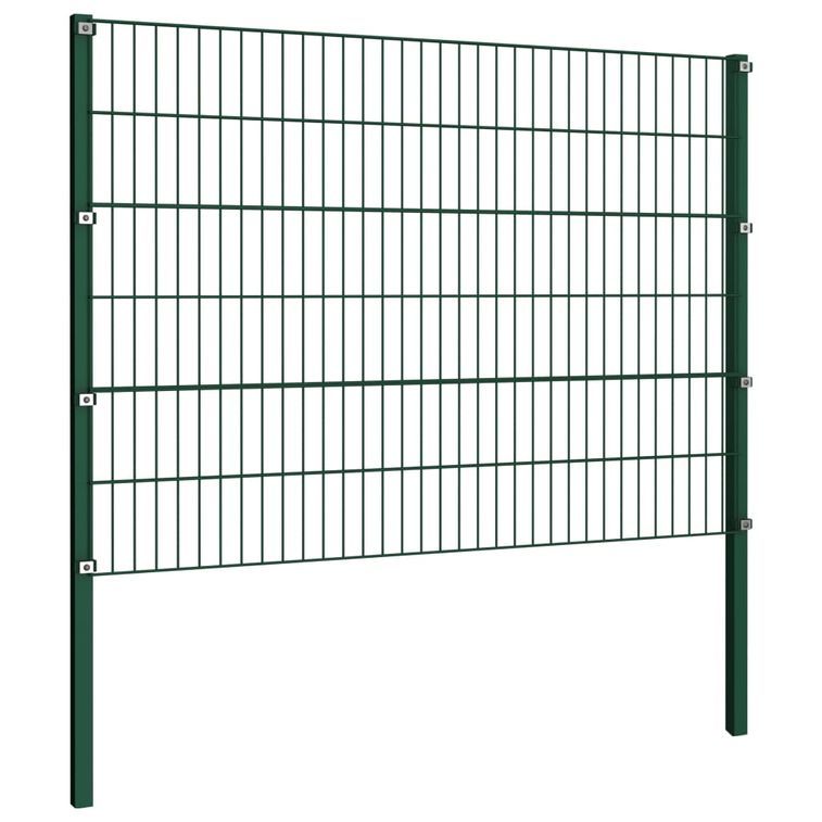 Panneau de clôture avec poteaux Fer 10,2 x 1,2 m Vert - Photo n°3