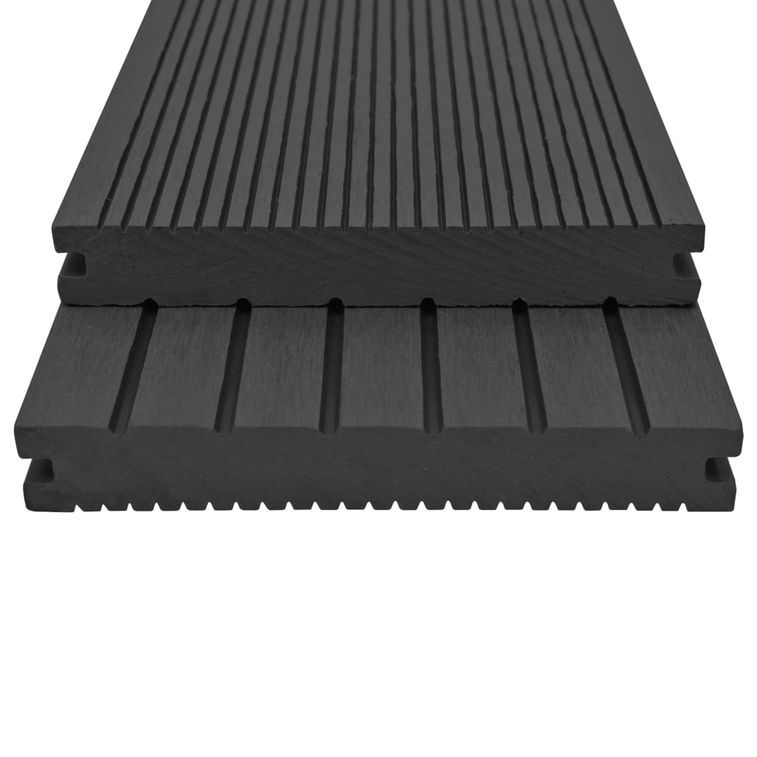 Panneaux de terrasse solides et accessoires WPC 10 m² 4 m Noir - Photo n°2