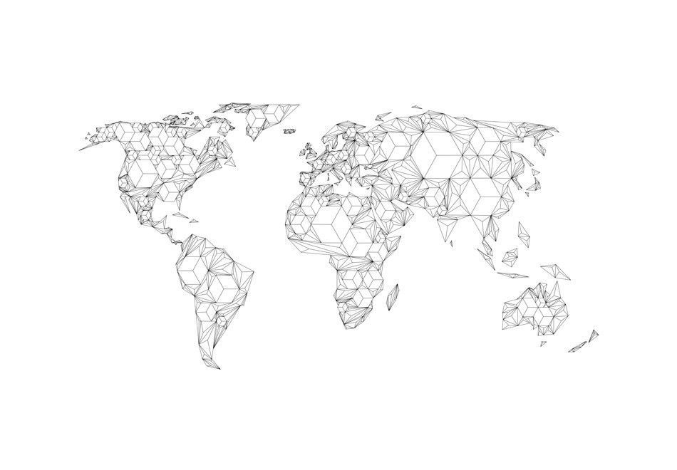 Papier peint XXL Map of the World white solids - Photo n°2