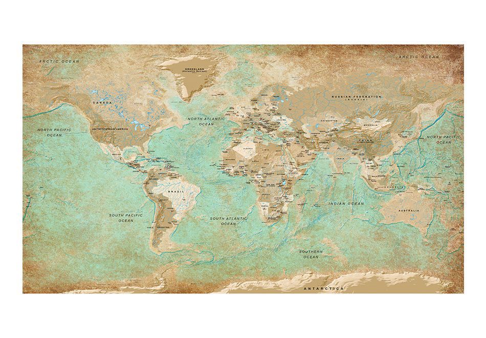 Papier peint XXL Turquoise World Map II - Photo n°2