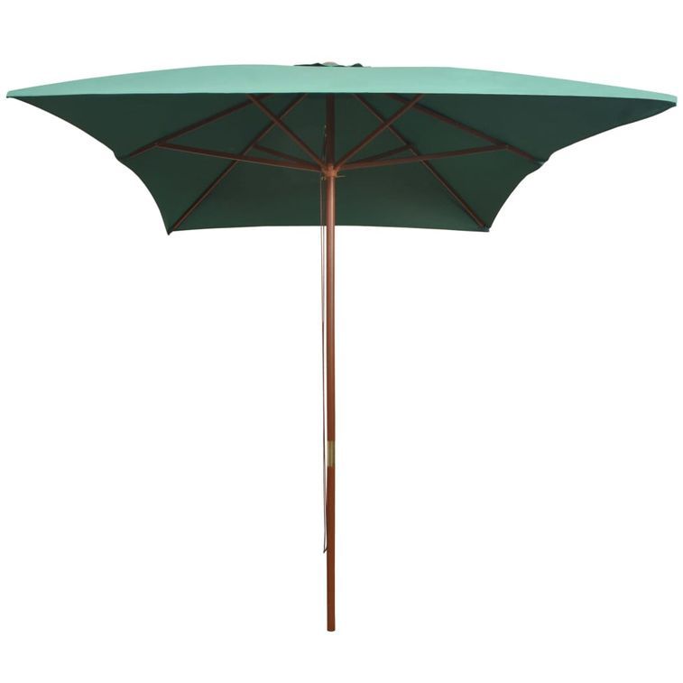 Parasol avec poteau en bois 200 x 300 cm Vert - Photo n°3