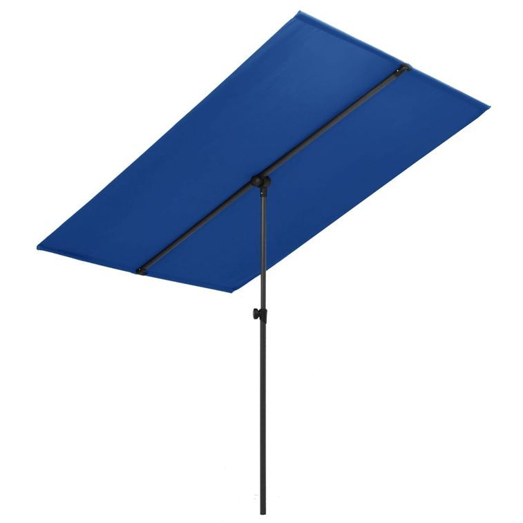 Parasol d'extérieur avec mât en aluminium 2x1,5 m Bleu azuré - Photo n°1