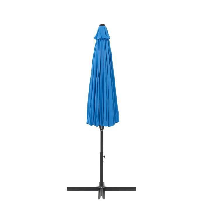 Parasol droit type Shanghai diametre 3m inclinable - Mât aluminium et toile polyester 180g - Bleu - AURINKO - Photo n°2