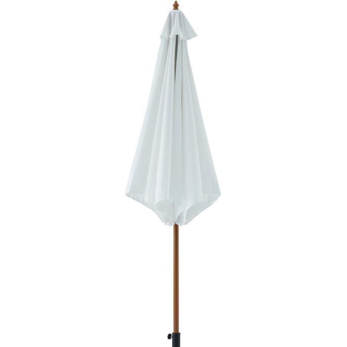 Parasol en bois rond et polyester 160g/m² - Arc 3 m - Blanc - Photo n°4
