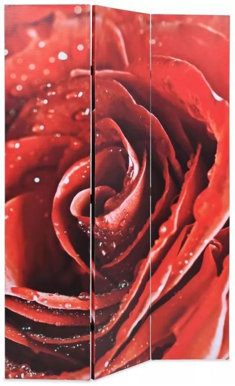 Paravent décoratif imprimé 3 volets bois et tissu Roses - Photo n°3