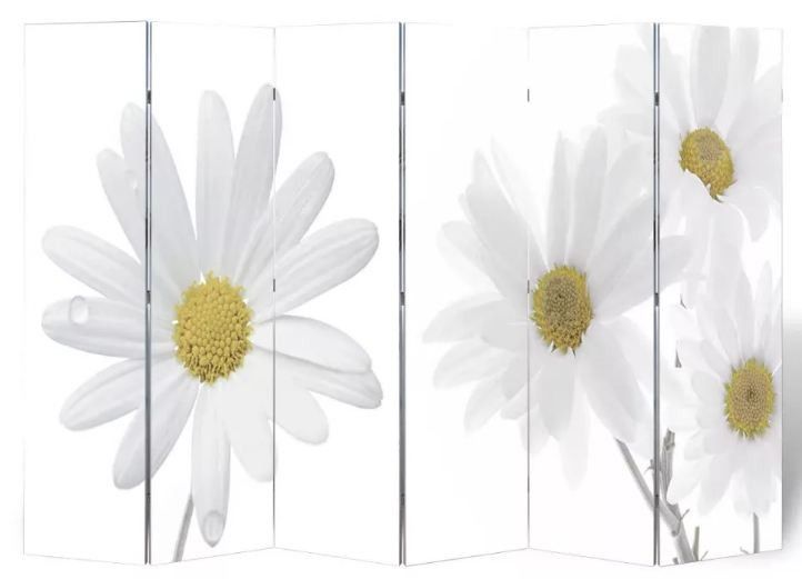 Paravent décoratif imprimé 6 volets bois Flowers - Photo n°1