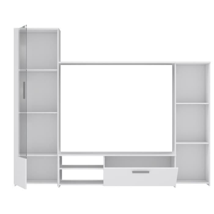 Paroi meuble TV - Blanc mat - L 220,4 x P41,3 x H177,5 cm - Photo n°3