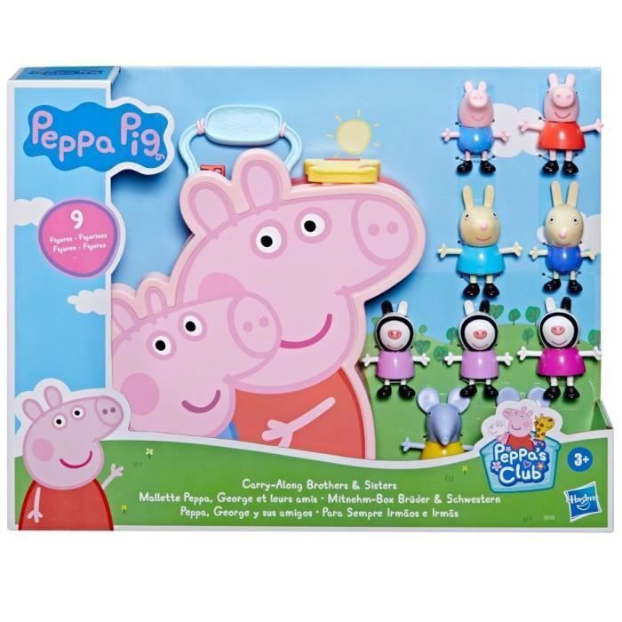 Peppa Pig Peppa's Adventures Mallette Peppa, George et leurs amis, jouet préscolaire, 9 figurines avec les soeurs Zebra - Photo n°4