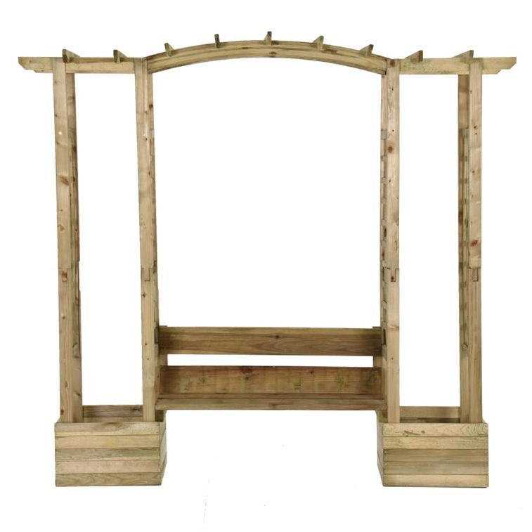 Pergola de jardin avec banc et jardinières Bois de pin imprégné 2 - Photo n°3