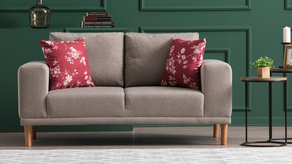 Petit canapé 2 places tissu beige Zendy 162 cm - Photo n°3