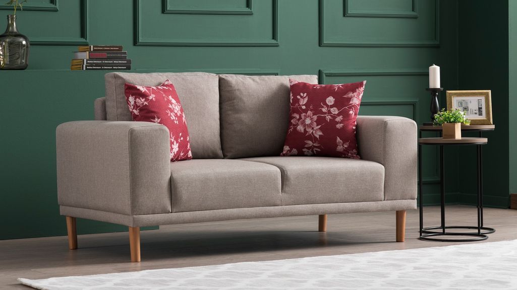 Petit canapé 2 places tissu beige Zendy 162 cm - Photo n°4