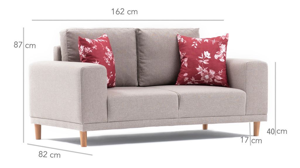 Petit canapé 2 places tissu beige Zendy 162 cm - Photo n°7