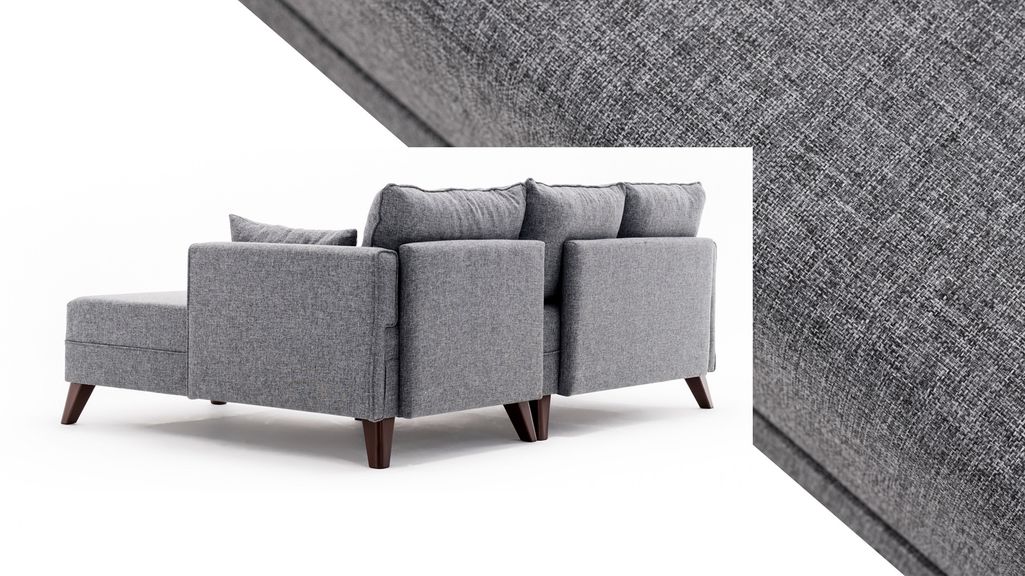 Canapé D'Angle Convertible En Velours Avec Matelas Et Rangement - Modulaire, Forme L, Gris | Pour Petit Salon - 3