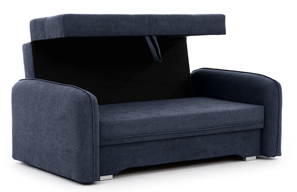 Petit canapé convertible original tissu bleu foncé Lany 155 cm - Photo n°4