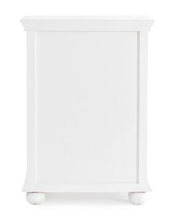 Petit meuble artisanal 2 portes bois massif blanc Nina 70 cm - Photo n°9