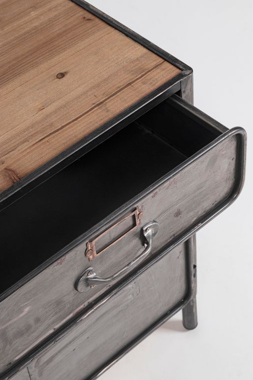 Petite armoire basse vintage acier argenté 1 porte 1 tiroir Zaka 45 cm - Photo n°4