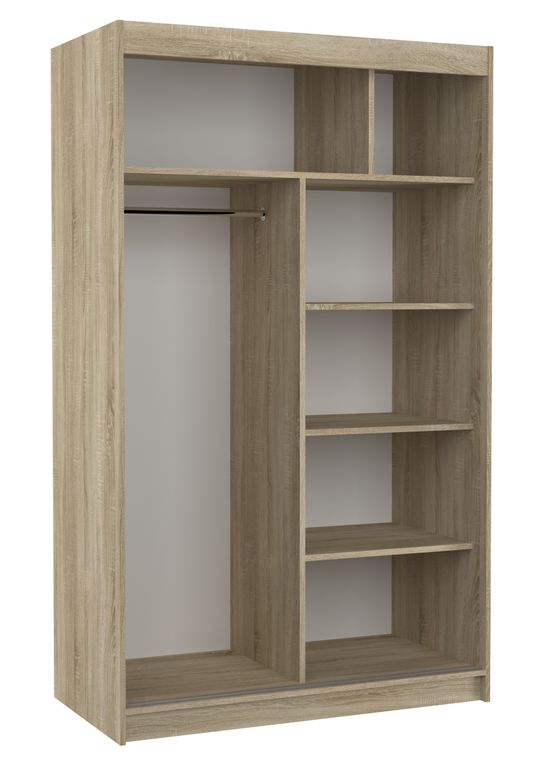 Petite armoire de chambre bois clair Sonoma avec 2 portes coulissantes Keria 120 cm - Photo n°3