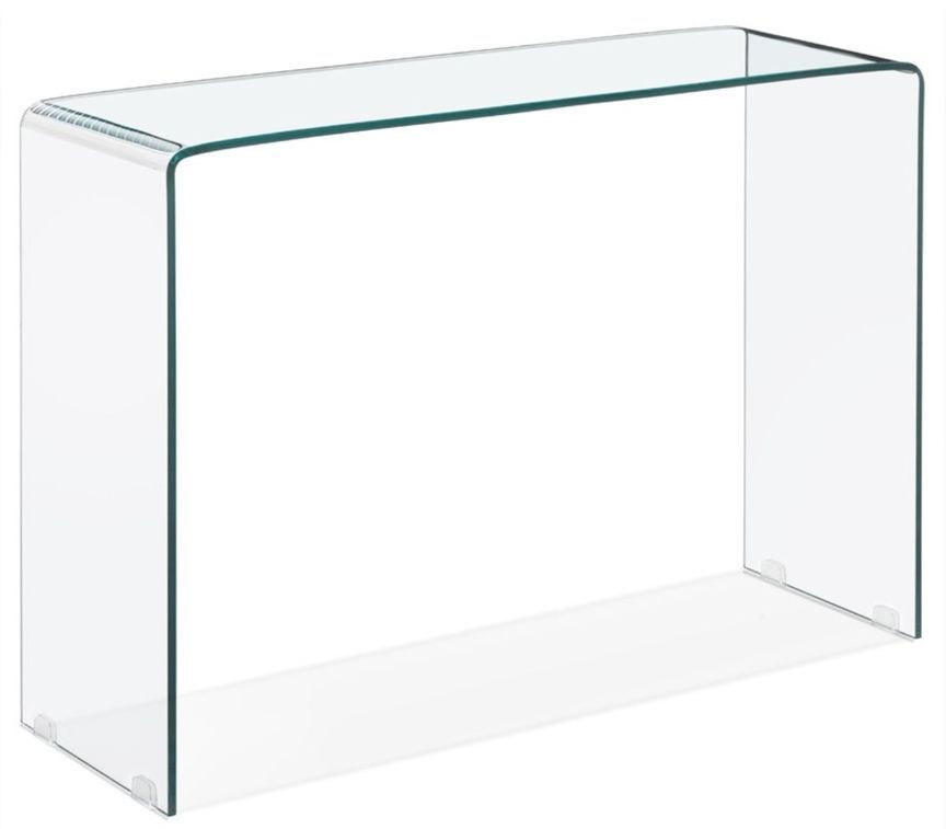 Petite console verre trempé transparent Kays 80 cm - Photo n°1