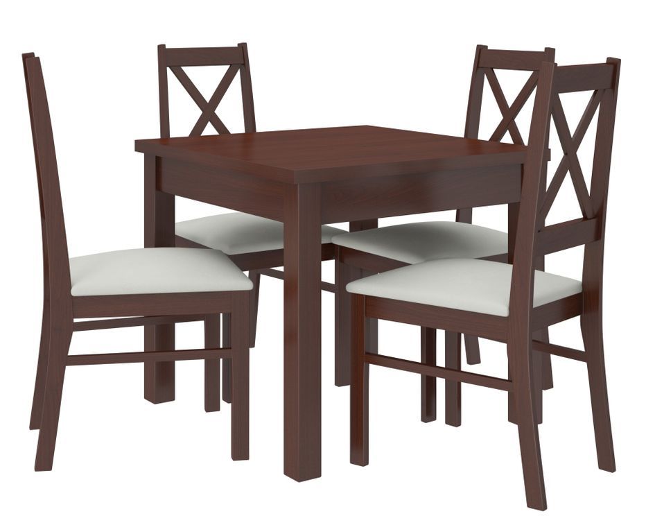 Petite table à manger carrée 80/80 cm en bois Noyer foncé Orka - Photo n°2
