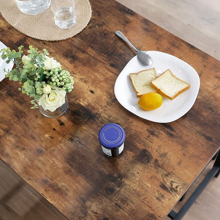 Petite table à manger industriel bois vintage et acier noir Kaza 120 cm - Photo n°4
