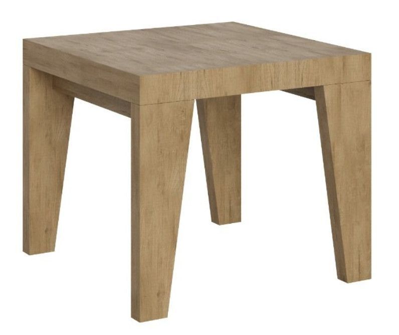 Petite table carrée 90/90 cm extensible 10 personnes 90 à 246 cm bois clair Naxo - Photo n°1