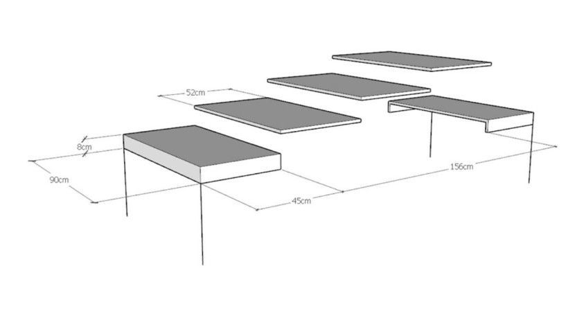 Petite table carrée 90/90 cm extensible 10 personnes 90 à 246 cm gris béton et pieds gris foncé Kalane - Photo n°7