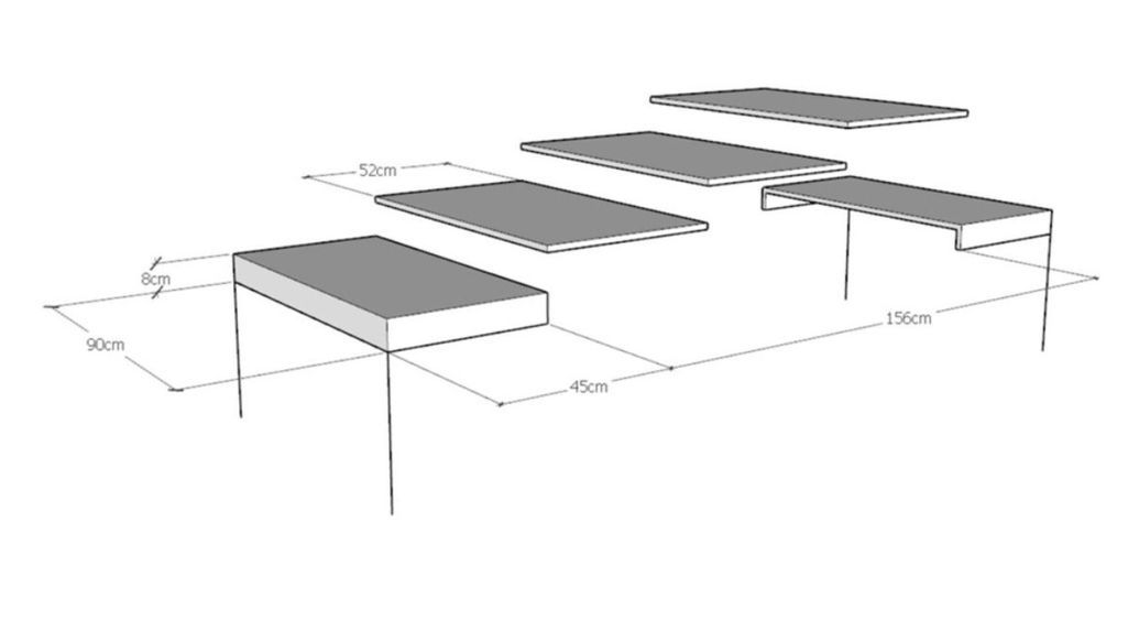 Petite table carrée 90x90 cm extensible 10 personnes 90 à 246 cm gris béton et pieds métal anthracite Kazay - Photo n°8