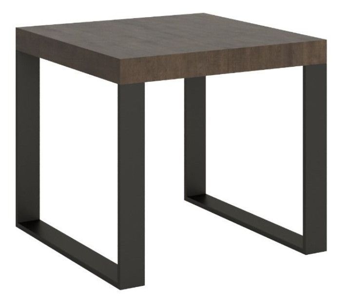 Petite table carrée extensible 90 à 246 cm marron et pieds métal anthracite Tiroz - Photo n°1