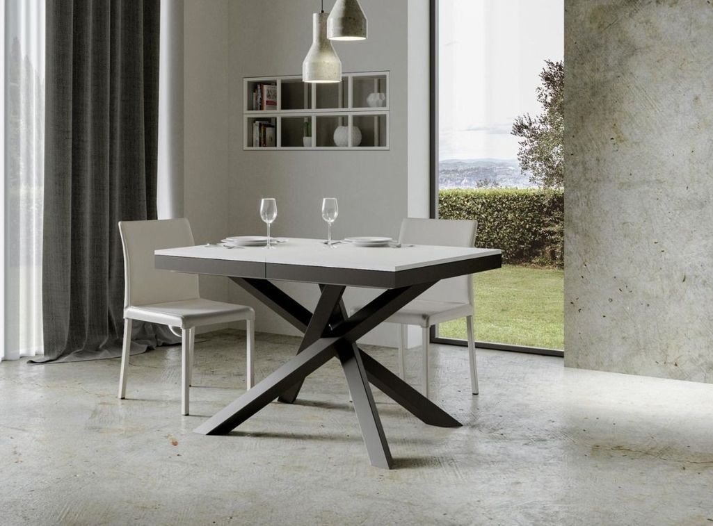 Petite table extensible bois clair et cadre anthracite 120/224 cm Klass - Photo n°2