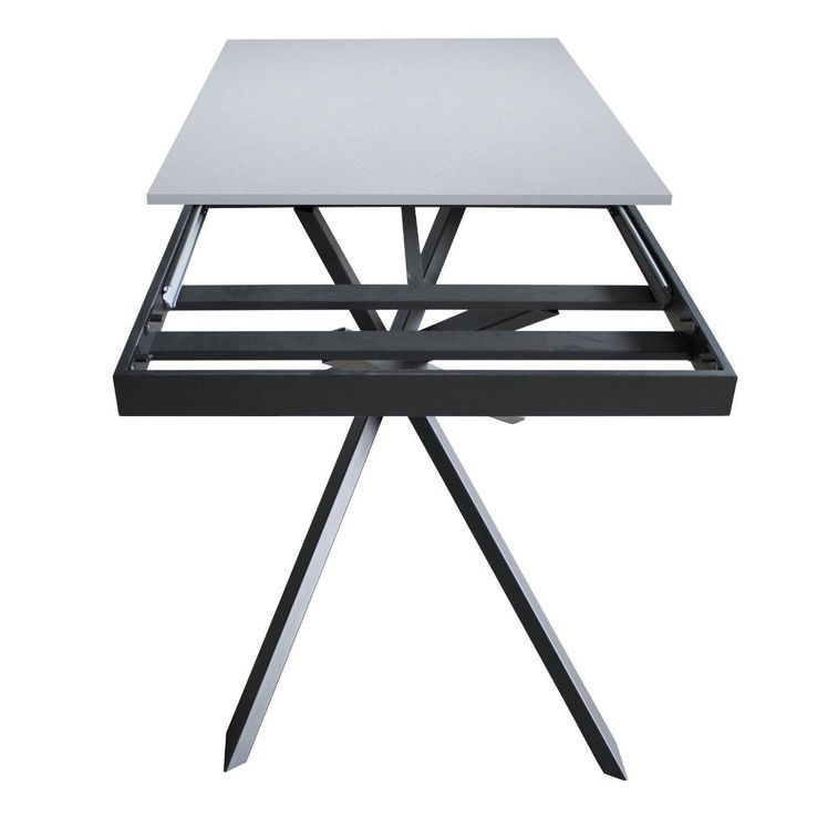 Petite table extensible L 120 à 180 cm blanche et pieds entrelacés métal anthracite Gary - Photo n°7