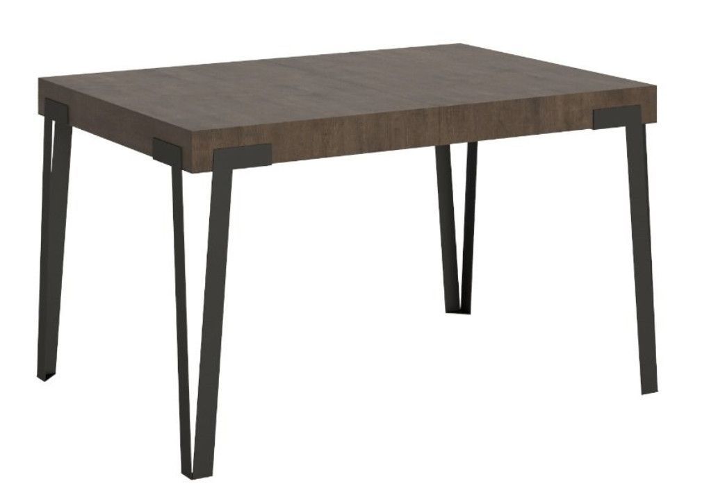 Petite table extensible rectangulaire bois marron et pieds métal anthracite L 130 à 234 cm Konta - Photo n°3