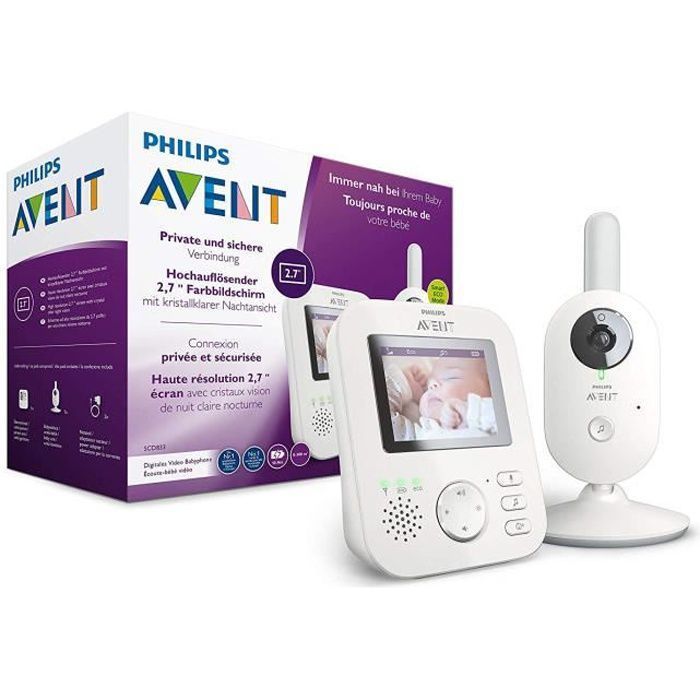 PHILIPS AVENT SCD833/26 Ecoute bébé Vidéo connecté - Mode Smart Eco - Jusqu'a 10h d'autonomie - Photo n°1