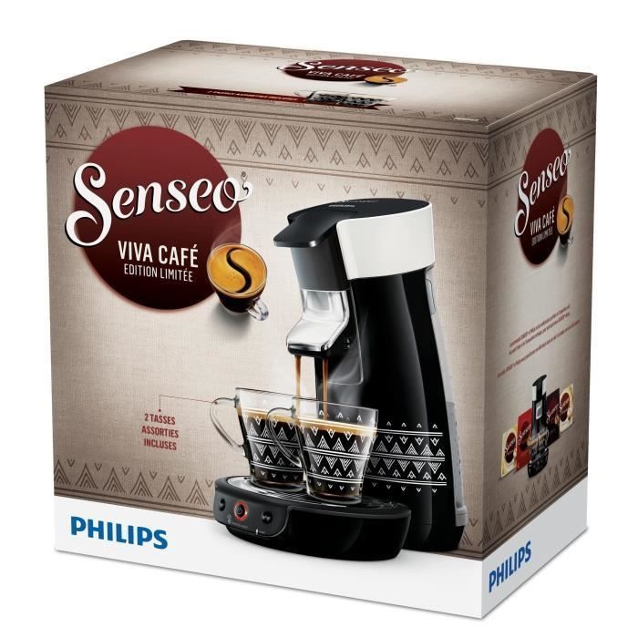 PHILIPS HD6569/64 Machine a café a dosettes Senseo Viva Booster d'arômes, Crema Plus, Noire et Blanche + 2 tasses décorées - Photo n°5